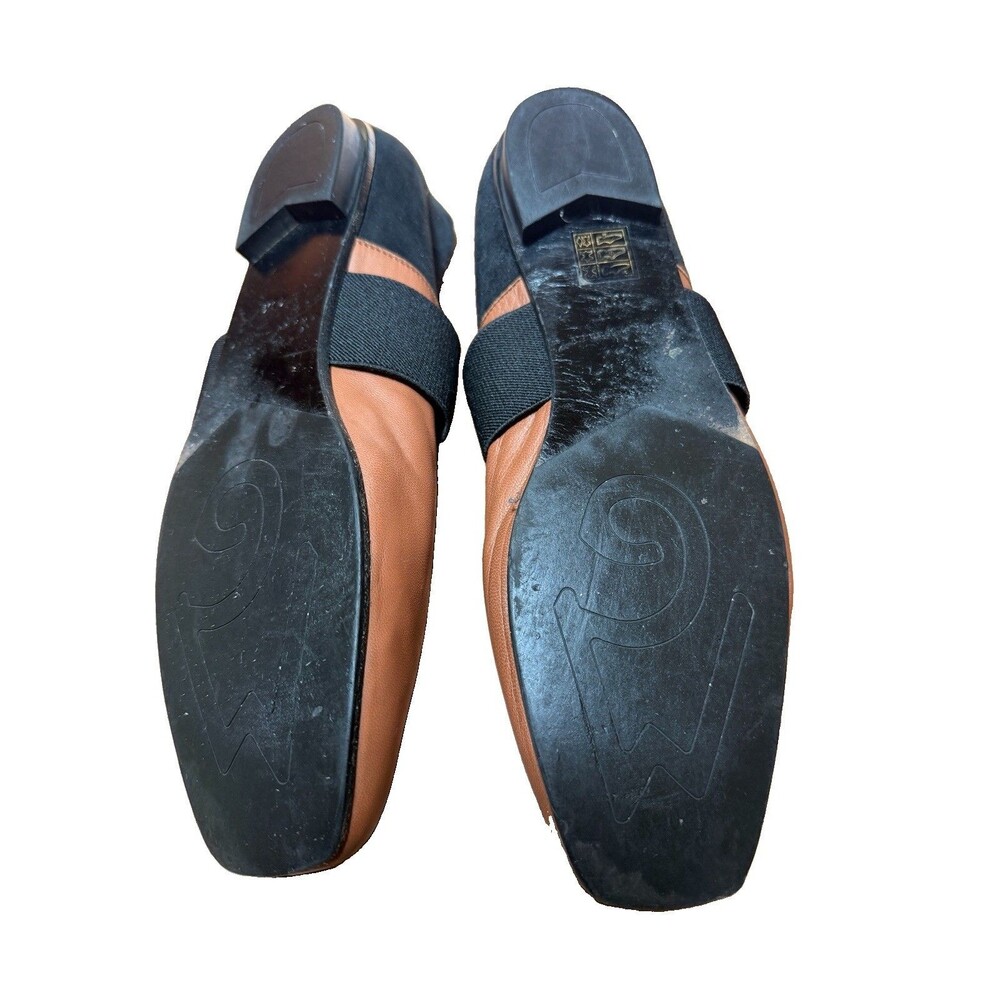 M.Gemi Italian Leather Ballare Ballet Flats Women Sz 40.5 US 9.5 Black Brown - Picture 10 of 10